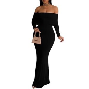 Amazon Black Off The Shoulder Maxi Dress